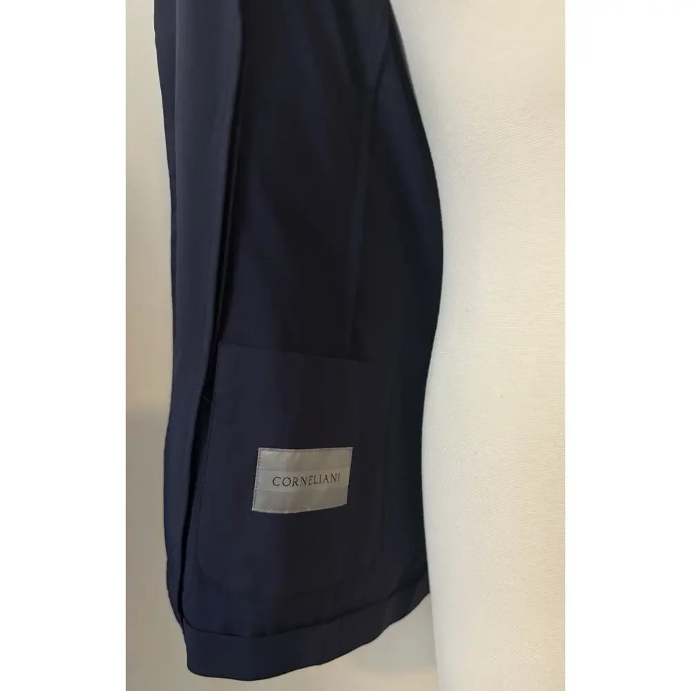 New With Tags Corneliani Navy Blue Stretch Blazer Jacket Size 50R/40R $1595.00